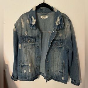 Distressed/Ripped Denim Jacket -Sz med